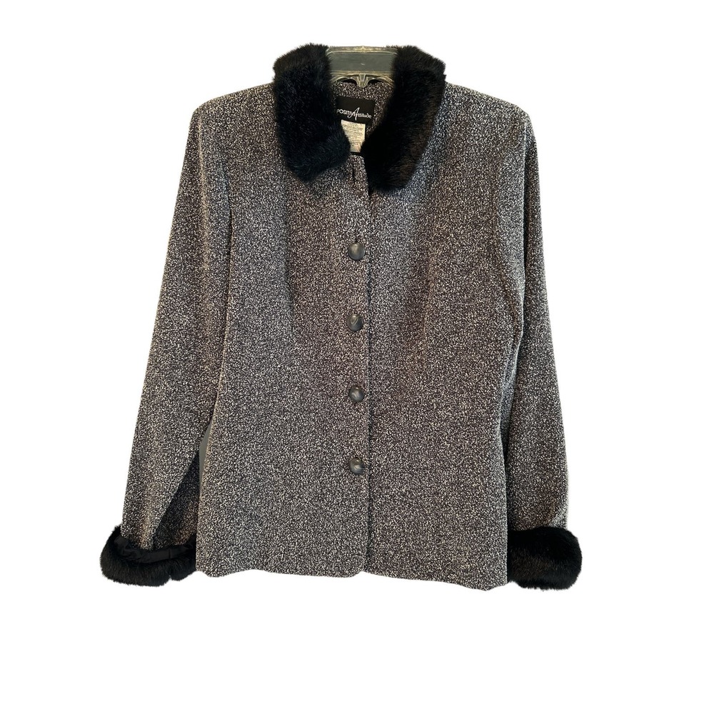 Positive Attitude Vintage Jacket with Faux Fur Collar and Cuffs Size 12
